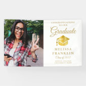 Afstuderen Foto Elegant Gold Afstuderen Spandoek (Horizontaal)