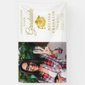 Afstuderen Foto Elegant Gold Afstuderen Spandoek (Verticaal)