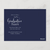 Afstuderen Foto Elegant Modern Floral Navy Blue Briefkaart (Achterkant)