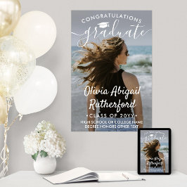 Afstuderen Foto Elegant Modern White Calligraphy Poster