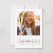 Afstuderen Foto Elegant Script Aangepast Bedankkaart (Voorkant)