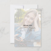 Afstuderen Foto Elegant Script Aangepast Bedankkaart (Achterkant)