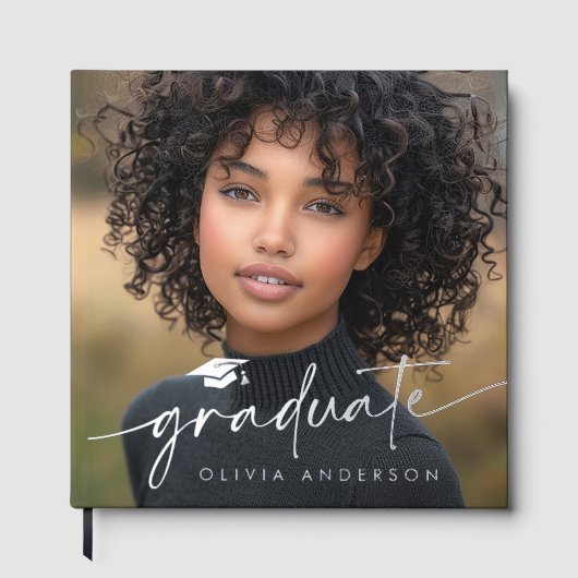 Afstuderen foto Elegant script afstuderen Gastenboek (Voorkant)