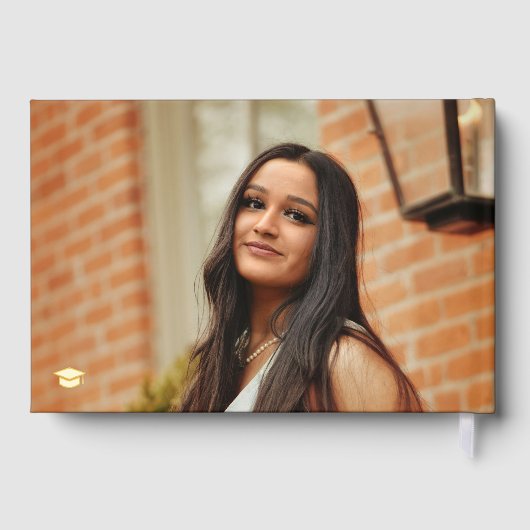 Afstuderen foto elegant script afstuderen naam gastenboek (Achterkant)