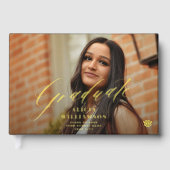 Afstuderen foto elegant script afstuderen naam gastenboek (Voorkant)