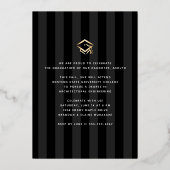 Afstuderen foto elegant script zwart echt goud folie uitnodiging (Achterkant)