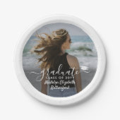 Afstuderen Foto & Elegant White Script Class Year Papieren Bordje (Voorkant)