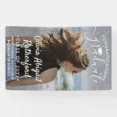 Afstuderen Foto & Elegant White Script Class Year Spandoek (Horizontaal)