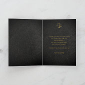 Afstuderen foto elegant zwart goud bedankkaart (Binnen)