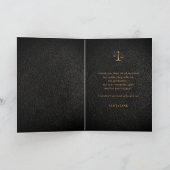 Afstuderen foto elegant zwart goud bedankkaart (Binnen)