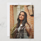 Afstuderen foto Elegant zwart-wit afstuderen Aankondiging (Voorkant)