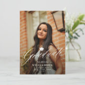 Afstuderen foto Elegant zwart-wit afstuderen Aankondiging (Staand voorkant)