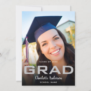 Afstuderen foto elegant zwart-wit modern aankondiging