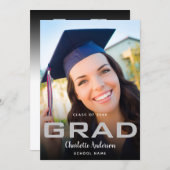 Afstuderen foto elegant zwart-wit modern aankondiging (Voorkant / Achterkant)