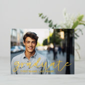 Afstuderen foto en feest folie uitnodiging (Staand Voorkant)