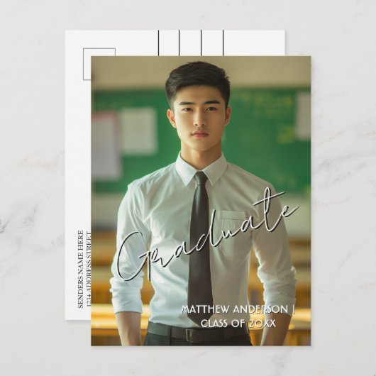 Afstuderen foto en uitnodiging 2 Briefkaart (Voorkant / Achterkant)