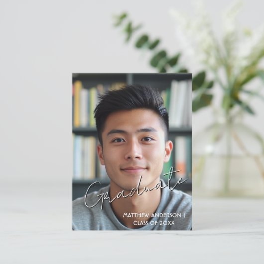 Afstuderen foto en uitnodiging 4 Briefkaart (Staand voorkant)