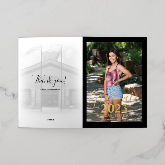 Afstuderen Foto Folie Uitnodiging (Buiten Laag)