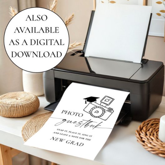 Afstuderen Foto Gastboek Elegant Minimalist Poster