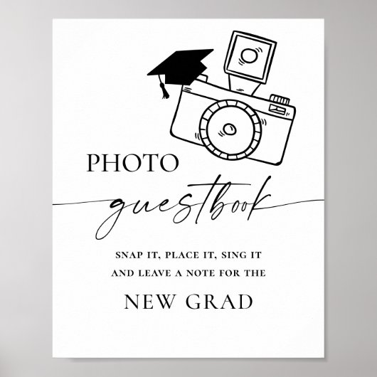 Afstuderen Foto Gastboek Elegant Minimalist Poster (Voorkant)