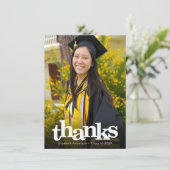 Afstuderen foto gedurfd met eenvoudige moderne typ bedankkaart (Staand voorkant)