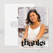 Afstuderen foto gedurfd moderne eenvoudige typogra bedankkaart (Voorkant / Achterkant)