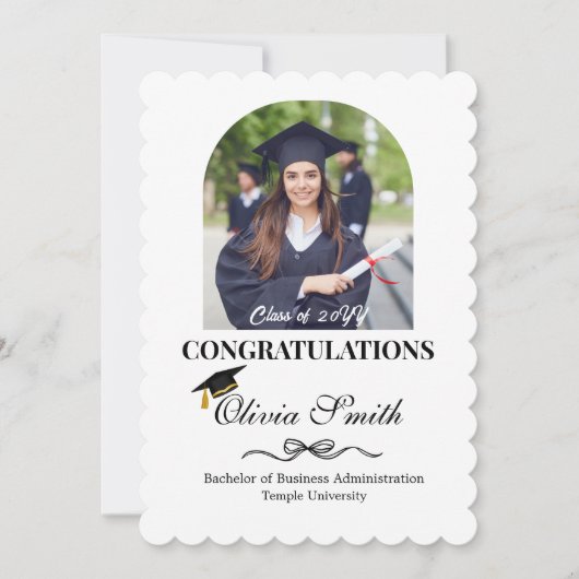 Afstuderen Foto Gefeliciteerd Afstuderen stijlvol Feestdagenkaart (Voorkant)