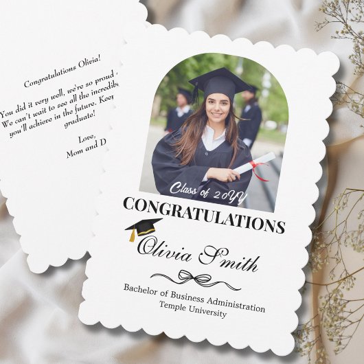 Afstuderen Foto Gefeliciteerd Afstuderen stijlvol Feestdagenkaart