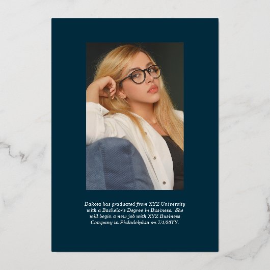 Afstuderen Foto Geometric Dk Blauwgroen Graduparty Folie Uitnodiging (Achterkant)