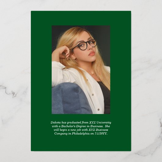 Afstuderen Foto Geometric Green Graduparty Folie Uitnodiging (Achterkant)