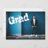 Afstuderen Foto gepersonaliseerd Graffiti Blue Kaart (Voorkant)