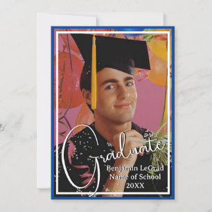 Afstuderen Foto Gepersonaliseerde Nota Blauw en Wi Kaart