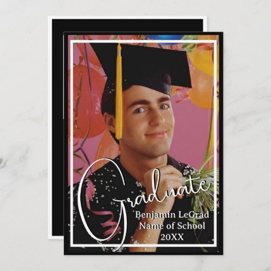 Afstuderen Foto Gepersonaliseerde Note Zwart-wit Kaart (Voorkant / Achterkant)