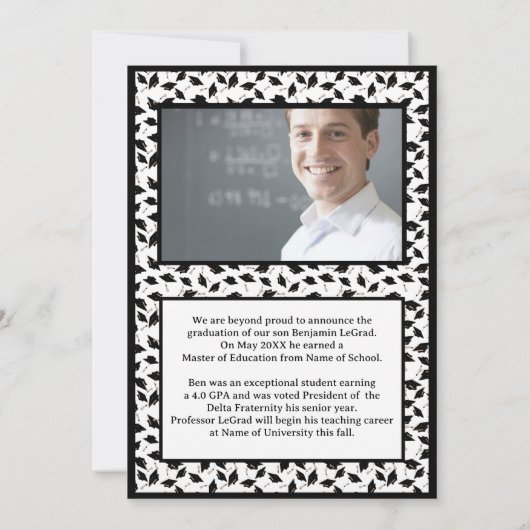 Afstuderen Foto Gepersonaliseerde Note Zwart-wit Kaart (Achterkant)