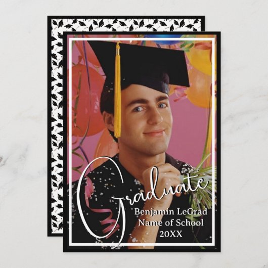 Afstuderen Foto Gepersonaliseerde Note Zwart-wit Kaart (Voorkant / Achterkant)