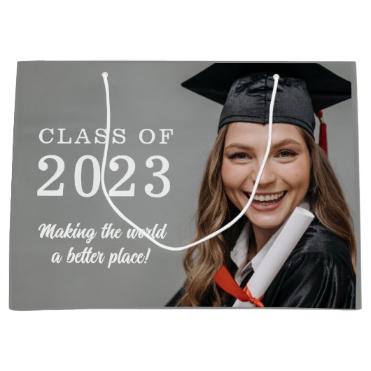 Afstuderen Foto Gift Bag Groot Cadeauzakje (Voorkant)