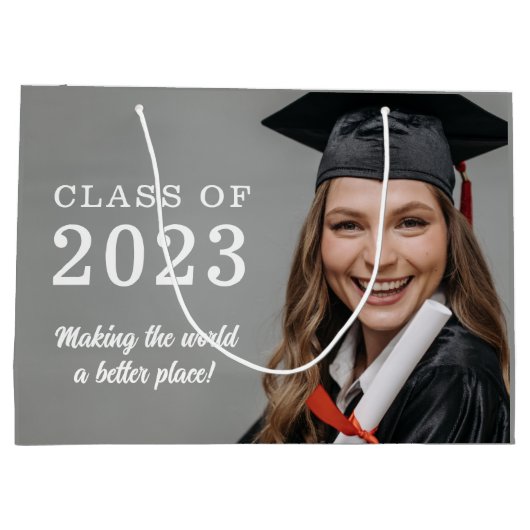 Afstuderen Foto Gift Bag Groot Cadeauzakje (Achterkant)