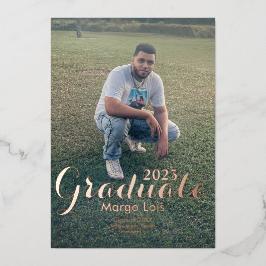 Afstuderen Foto Gold Bold Ppress Folie Folie Uitnodiging (Voorkant)