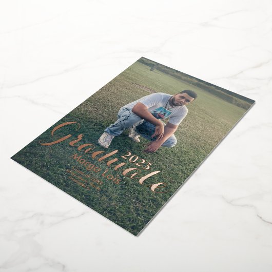 Afstuderen Foto Gold Bold Ppress Folie Folie Uitnodiging (Gedraaid)