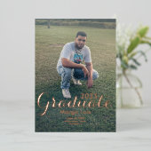 Afstuderen Foto Gold Bold Ppress Folie Folie Uitnodiging (Staand Voorkant)