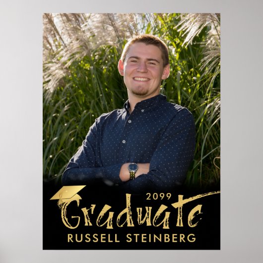Afstuderen foto Gold Brush Typografie Poster (Voorkant)