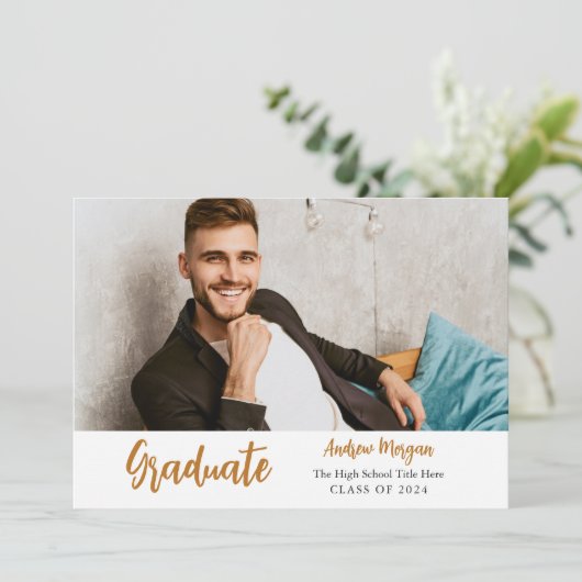Afstuderen Foto Gold confetti Gradup Cap Kaart (Staand voorkant)