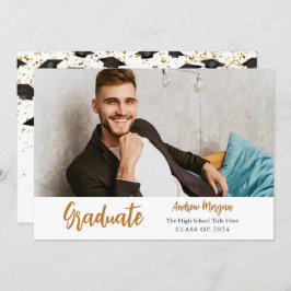 Afstuderen Foto Gold confetti Gradup Cap Kaart