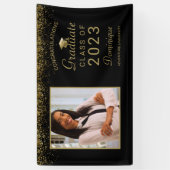 Afstuderen Foto Gold Glitter Script Afstudeerder P Spandoek (Verticaal)