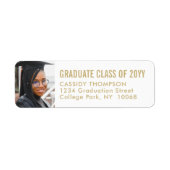 Afstuderen Foto Goud en Wit Retouradres Etiket (Voorkant)