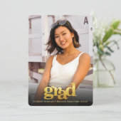 Afstuderen foto gouden gewaagde moderne typografie aankondiging (Staand voorkant)