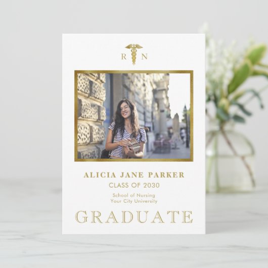 Afstuderen foto gouden glitter (Staand voorkant)