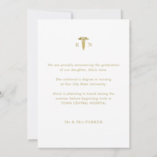 Afstuderen foto gouden glitter aankondiging (Achterkant)