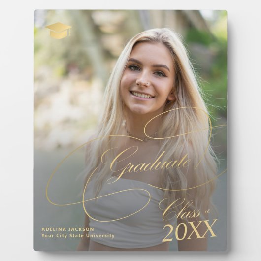 Afstuderen foto gouden kalligrafie elegant afstude fotoplaat (Voorkant)