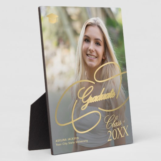 Afstuderen foto gouden kalligrafie elegant afstude fotoplaat (Zijkant)
